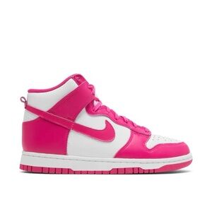 Nike Women's Fuchsia and White Hi Top Dunks Sneakers